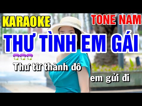 THƯ TÌNH EM GÁI Karaoke Tone Nam ( BEAT CHUẨN ) | Bến Tình Karaoke