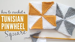 Tunisian Crochet Pinwheel Square - Entrelac Crochet Triangles