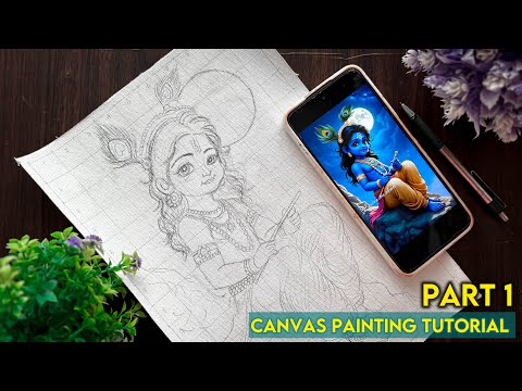 Lord Krishna Outline Drawing Tutorial😱| Learn to Draw on Canvas Paper