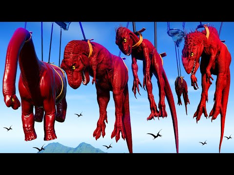 Red Dinosaurs Fighting in Jurassic World Evolution   TRex vs IRex vs Spinosaurus, Indoraptor