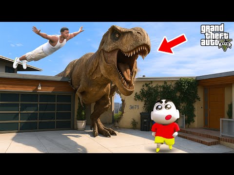 Shinchan Almost Eaten by Dinosaur And Attacks Franklin’s House In Gta 5