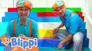Blippi Visits a Playground With RAINBOW Stairs | Blippi and Meekah Best Friend Adventures