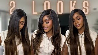 WOW😍Perfect Chestnut Brown Ombre Yaki Straight Glueless Wig | Fits EVERY Head Size! Ft. Klaiyi hair 