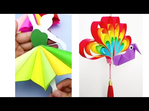 How to make colorful dancing doll, creative peacock art /paper craft easy//fun craft ideas for kids