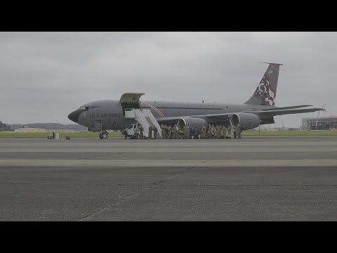 KC-46 Pegasus and KC-135 Stratotankers arrive at Yokota Air Base, Japan