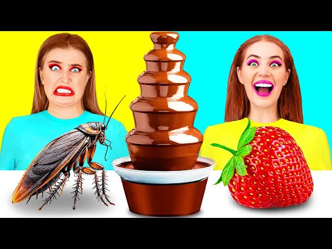 Chocolate Fountain Fondue Challenge | Funny Food Hacks by TeenTeam Challenge