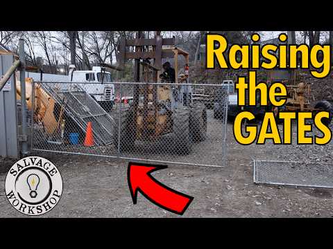 Building a Wall w/ Pallet Racking & a BIG Gate Install  ~ Part 10 ~ Rebuilding of "The Salvage Cave"