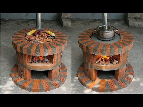 How to make a 2 in 1 wood stove from beautiful red bricks