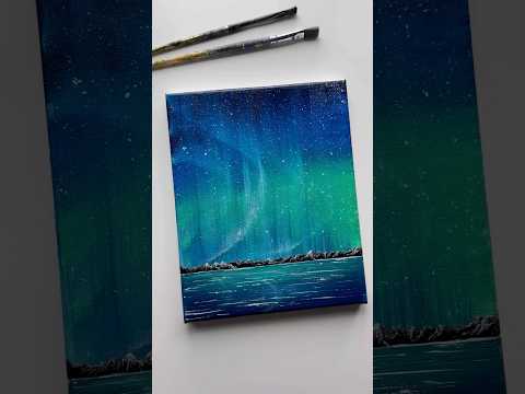Aurora Painting 🌌✨ #art #aurora #acrylicpainting #canvas
