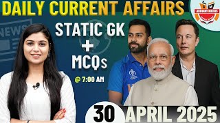 30 April 2025 Current Affairs | Daily MCQs & Static GK by Shubham Ma'am | SSC Abhinay Maths