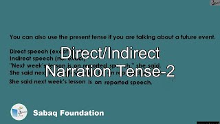 Direct/Indirect Narration Tense-2
