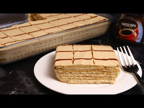 كيكة النسكافيه الباردة بدون فرن ولا بيض سهلة وسريعة والطعم ولا اروع