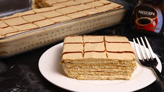 كيكة النسكافيه الباردة بدون فرن ولا بيض سهلة وسريعة والطعم ولا اروع