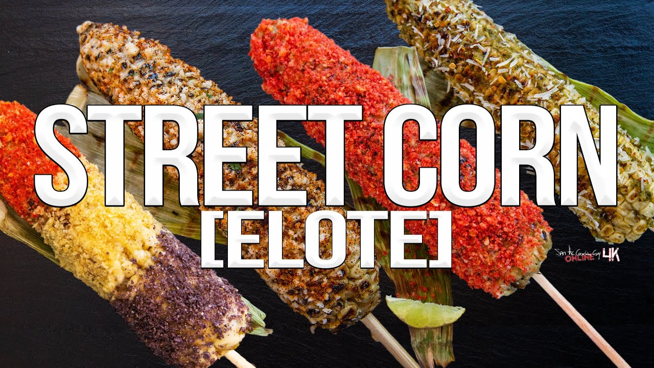 Grilled mexican style street corn (elote) 4k