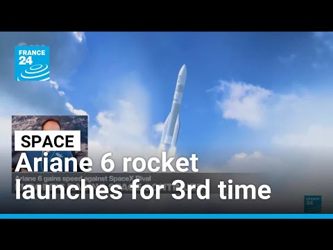 YouTube video thumbnail: Europe's Powerful Ariane 6 Rocket Launches for 3rd Time Ever