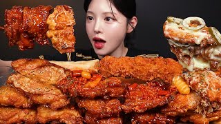 SUB)겉바속촉 푸라닭치킨 먹방!🍗깐풍순살에 후라이드 고추마요 투움바까지! 신메뉴 치킨파티 꿀조합 Chicken Mukbang Asmr