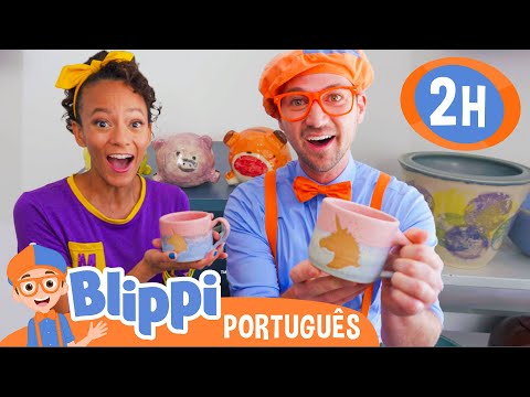 Blippi e Meekah Aprendem a Fazer Cerâmica! | 2 HORAS DO BLIPPI! | Vídeos Educativos para Crianças