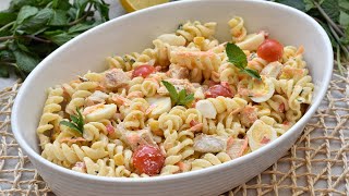Ensalada de pasta con salsa de yogur fácil y rápida 