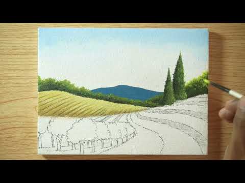 Peaceful Vineyard Landscape/ Satisfying Acrylic Painting ✨