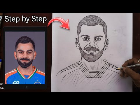 How To Draw Virat Kohli pencil sketch, virat kohli cricket player from India #viratkohli