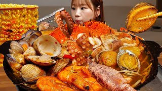 🐙해물폭탄! 9종 해물탕에 라면사리,고봉밥먹방🍜 문어, 전복, 꽃게등 얼큰칼칼해물탕😋SPICY Seafood MUKBANG ASMR EATINGSHOW REALSOUND 한식 요리