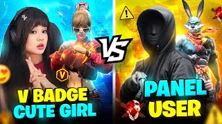 CUTE V BADGE VS PANEL USER🤯💥 || FREE FIRE