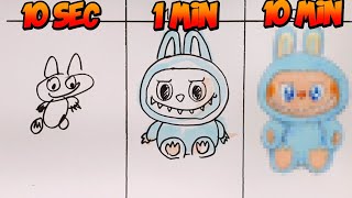 Drawing Labubu in 10 Seconds, 1 Minute & 10 Minutes – Cute Art Challenge!