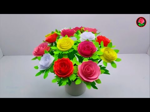 DIY Easy Handmade Paper Rose Flowers - Easy and Beautiful Paper Flower Rose Making