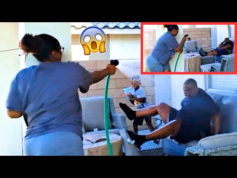 EPIC WATER HOSE PRANK ON MY ANGRY SLEEPING FIANCE! (HILARIOUS)