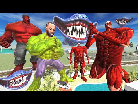 Red Hulk Saved Franklin From Colossal Titan And El Gran Maja In Indian Bikes Driving 3D