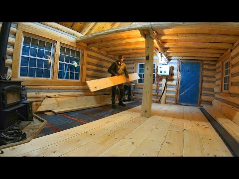 Flooring the Cabin During a Thunderstorm! / Ep97 / Outsider Cabin Build