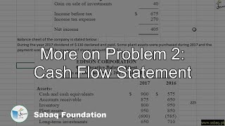More on Problem 2: Cash Flow Statement