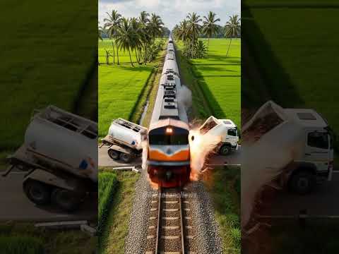 Detik Mencekam Truk Tangki Tertabrak Kereta! #shorts #bencanaalam #breakingnews