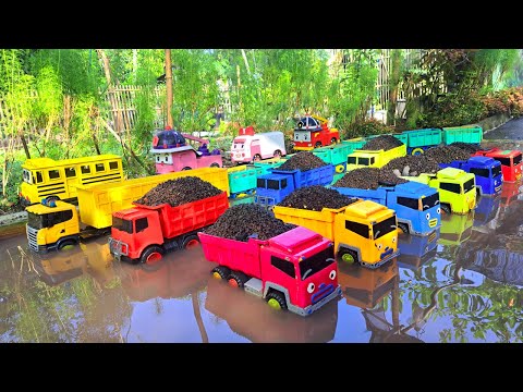 MOBIL TRUK TRONTON PANJANG PENUH MOBIL MOBILAN TRUK PASIR, MOBIL BALAP, MOBIL POLISI, TAYO, PESAWAT