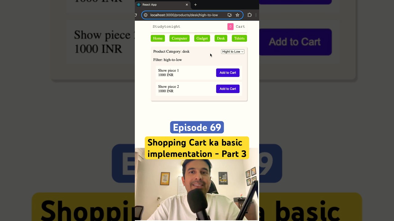 Shopping Cart kaise kaam kr rahi hai?  #reactjs