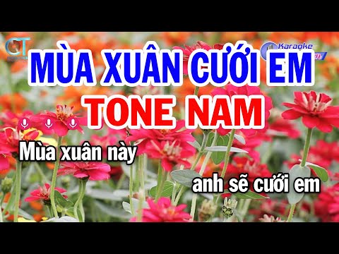 Karaoke Mùa Xuân Cưới Em Tone Nam ( Dm ) Nhạc Sống Beat Mới || Karaoke Đồng Sen