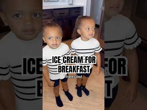 Who says no to Ice Cream for #breakfast 😅 #familyvlog #family #twins #dad #yummy #dessert #icecream