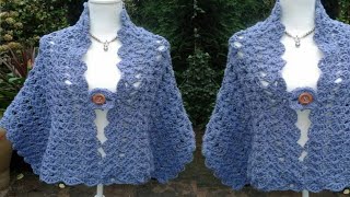 شال كروشيه مثلث رائع ومميز بغرزة سهله جدا/crochet shawl 
