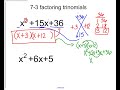 Factoring Trinomials and Related Concepts