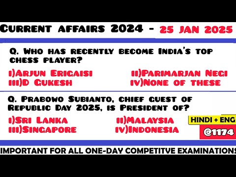 25 January 2025 Current Affair Questions | Daily Current Affairs | Current Affairs 2025 Jan | HVS|