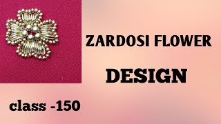 Zardosi flower design//Aari work zardosi stitching//Flower stitch// tutorial classes