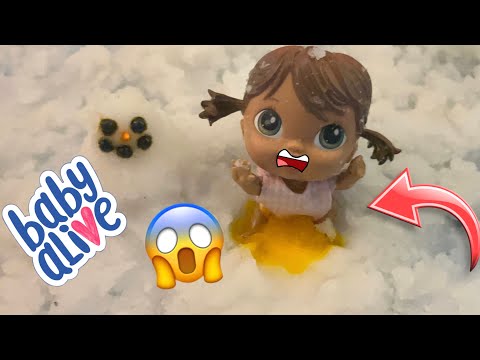 NEW Baby alive crib life doll has a BIG accident in the Snow! 😱