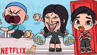 Wednesday and the fishes 🐟🤫 netflix all the scenes 😱 Avatar world and toca life Animation 