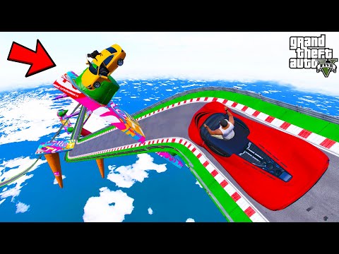 FRANKLIN TRIED SKYHIGH DOWNWARD ROAD PARKOUR RAMP CHALLENGE GTA 5 | SHINCHAN and CHOP