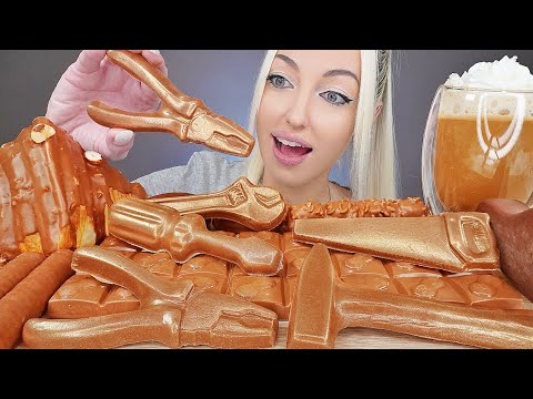 ASMR EATING CHOCOLATE, EDIBLE TOOLS, ICE CREAM, MILKA, CROISSANT, DESSERT, MUKBANG, 초콜릿 디저트 먹방