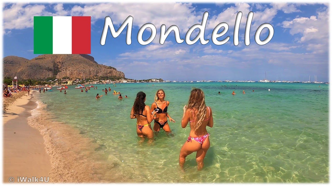 🇮🇹 Mondello Italy Sicily Beach Walk 4K 🏖 4K Beach Walking Tour ☀️ 🇮🇹 (Sunny Day)