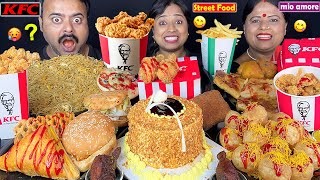 KFC vs STREET FOOD vs MIO AMORE EATING CHALLENGE CHICKEN BURGER, CAKE, EGG ROLL, FUCHKA MUKBANG ASMR