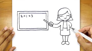 How To Draw A Teacher Art Hub | Teacher Drawing Cute