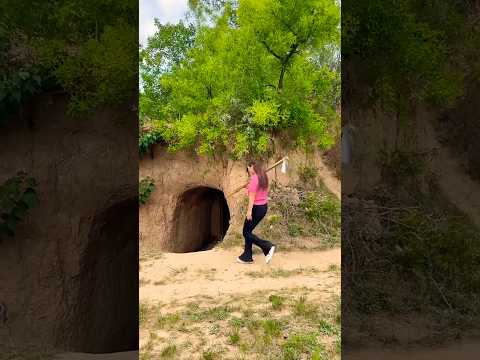 Mystery house in deep soil hill part 2~ working art skill wood/ hand crafts / #shorts
