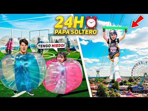 24 HORAS SIENDO UN PAPÁ SOLTERO EN UN PARQUE DE DIVERSIONES🤯🎢
